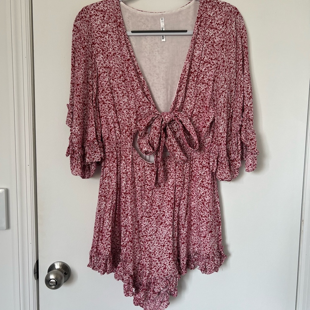 Pink floral romper